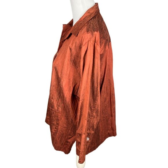 Kioti of Santa Fe Women's 100% Silk Button down Jacket Blouse Size ML - Picture 3 of 7